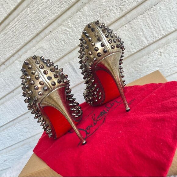 CHRISTIAN LOUBOUTIN Specchio Follies Metallic Spiked Studded Heels 36 - Picture 7 of 12